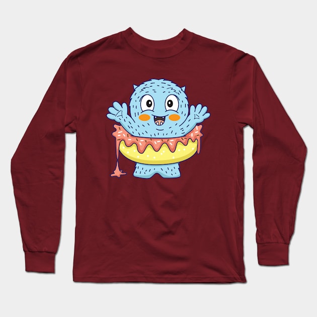 Monster donut cute Long Sleeve T-Shirt by Mako Design 